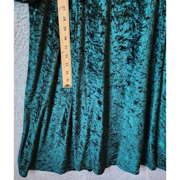 Vtg Brett Alixander Long Sleeve Strappy Back Maxi Dress Green Crushed Velvet 18 - Picture 7 of 13